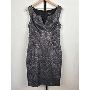 Adrianna Papell Black Lace Sheath Dress Women's 14 Purple Sleeveless Whimsy NEW